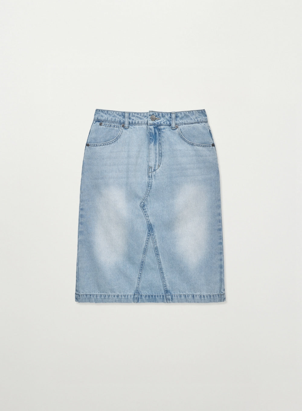 Satur (W) Washed Denim Midi Skirt - Light Blue