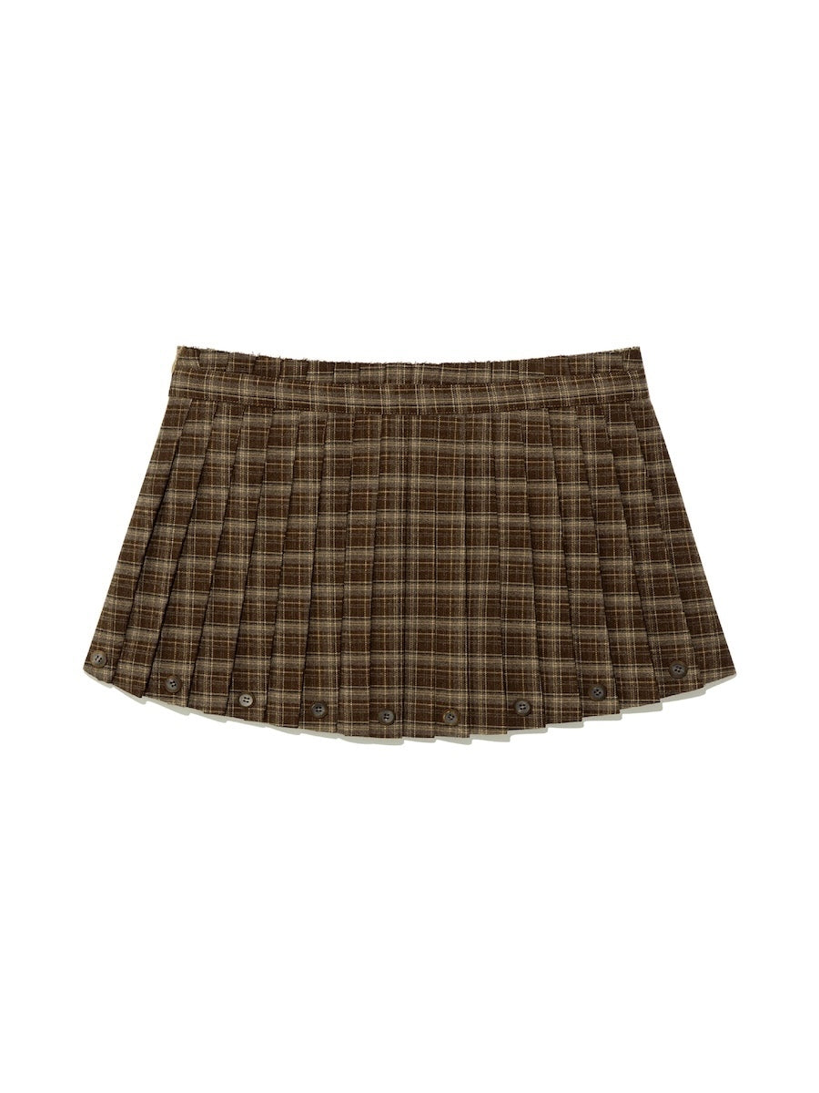 GLOWNY Haze Twotone Pleated Skirt (Brown)