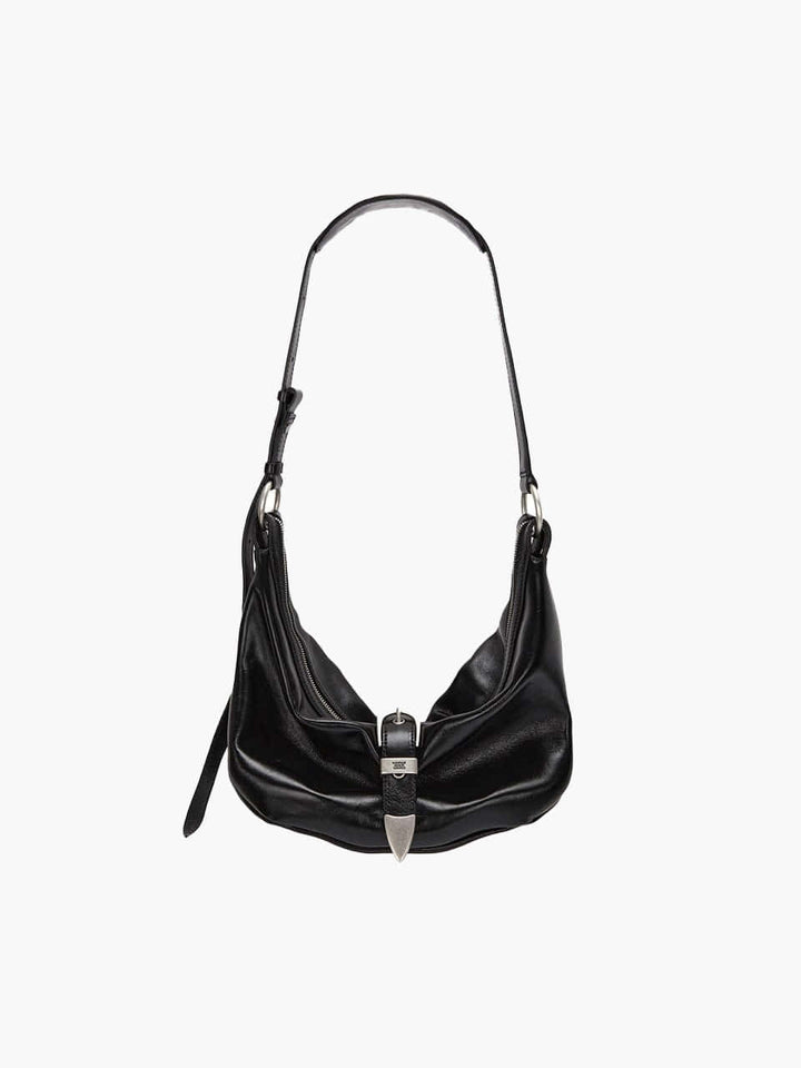 Margesherwood Belted Hobo Medium black glossy plain