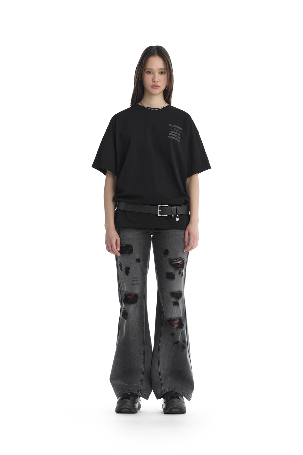 Treemingbird Oversized Graphic T-Shirts Black