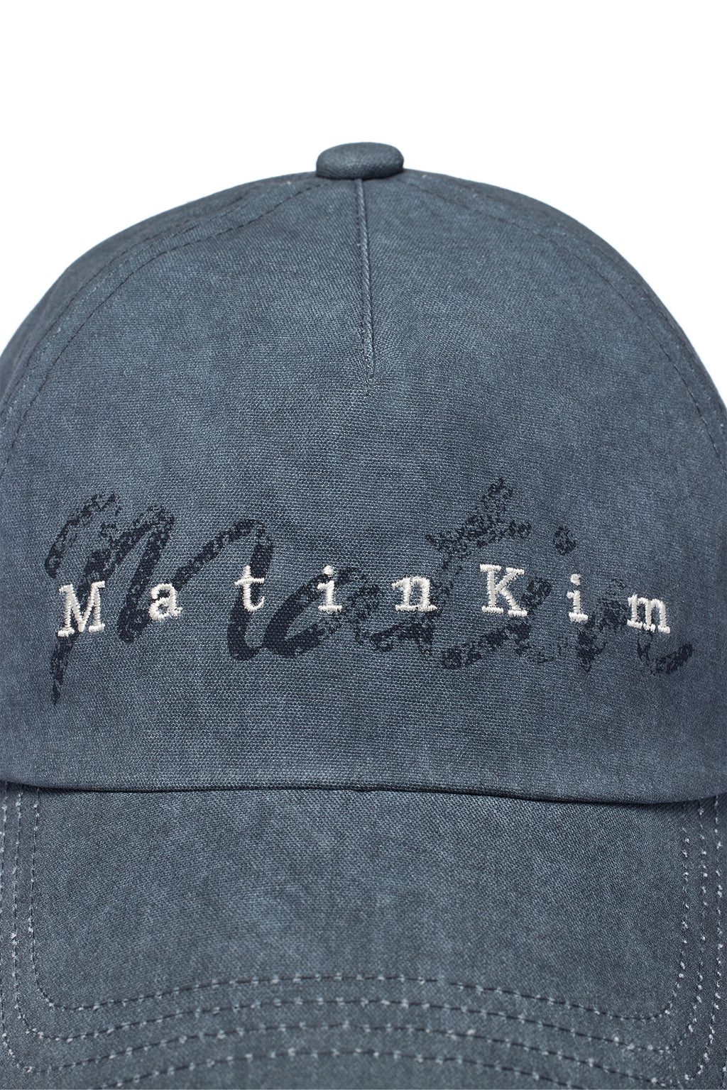 [matinkim] COTTON WASHED CRACK LOGO BALL CAP IN BLUE