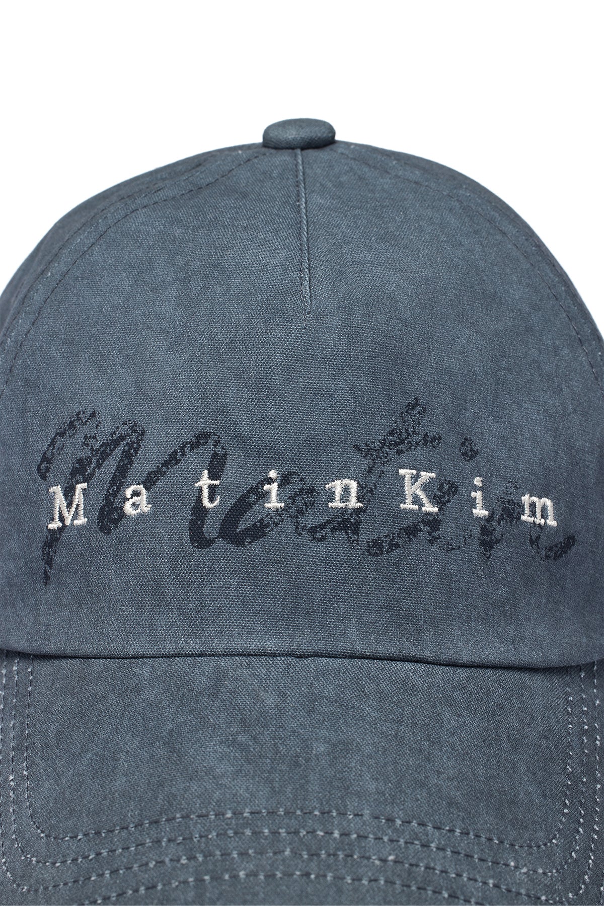 [matinkim] COTTON WASHED CRACK LOGO BALL CAP IN BLUE