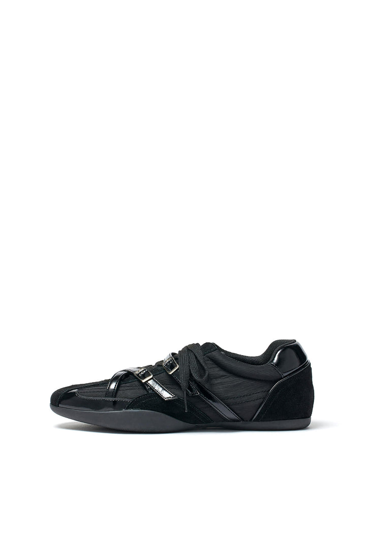 Matinkim Cross Strap Suede Block Sneakers IN Black