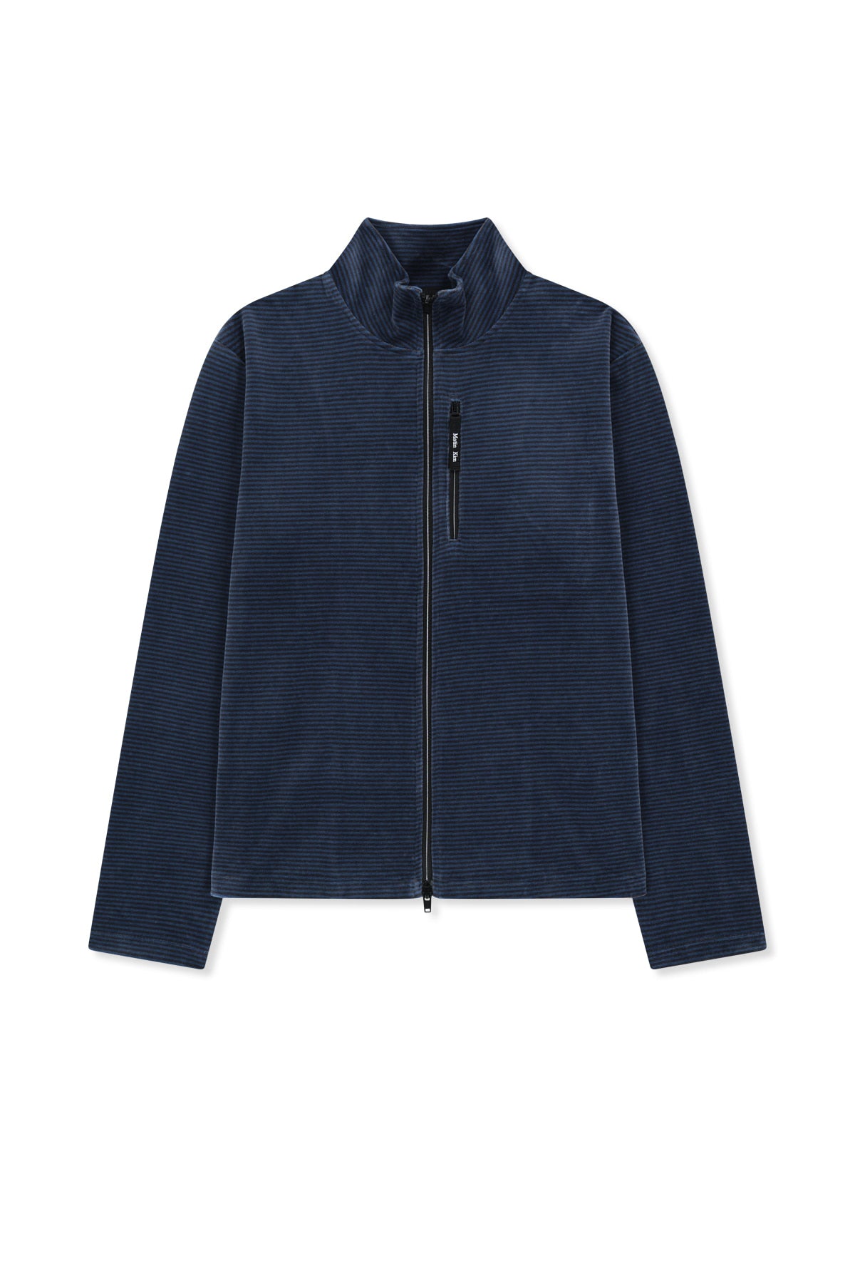Matinkim Striped Velour Zip UP IN Navy