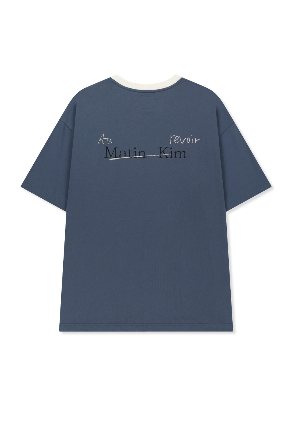 [matinkim] Tonal Rib Back Logo Top For Men IN Smoke Blue