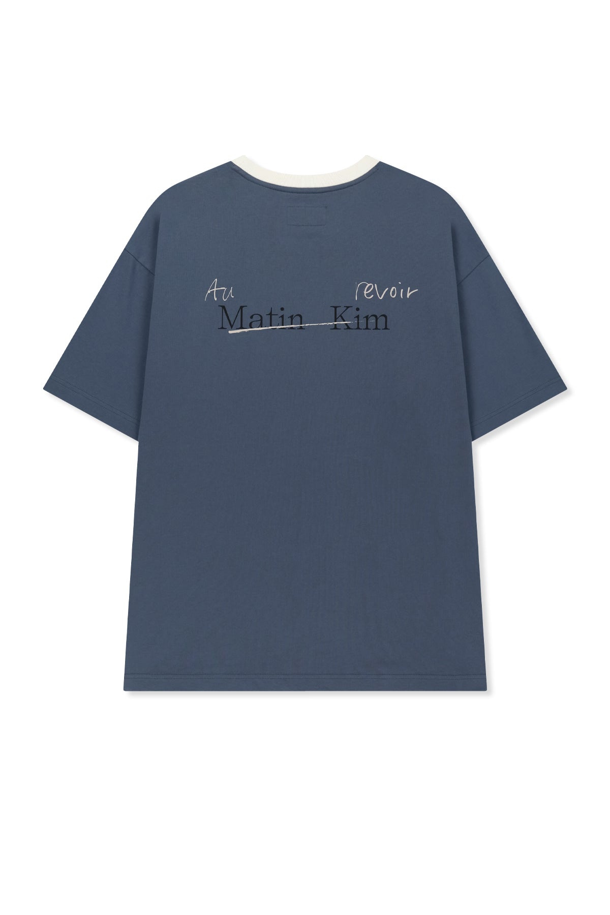 [matinkim] Tonal Rib Back Logo Top For Men IN Smoke Blue