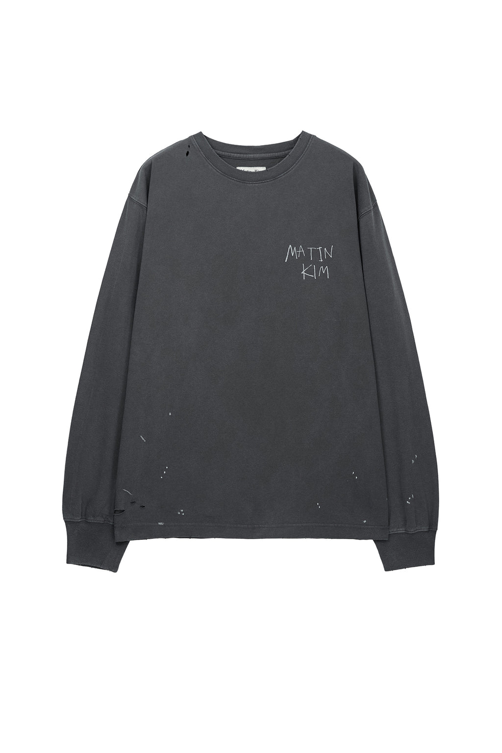 [matinkim] VINTAGE WASHED LOGO TOP IN CHARCOAL