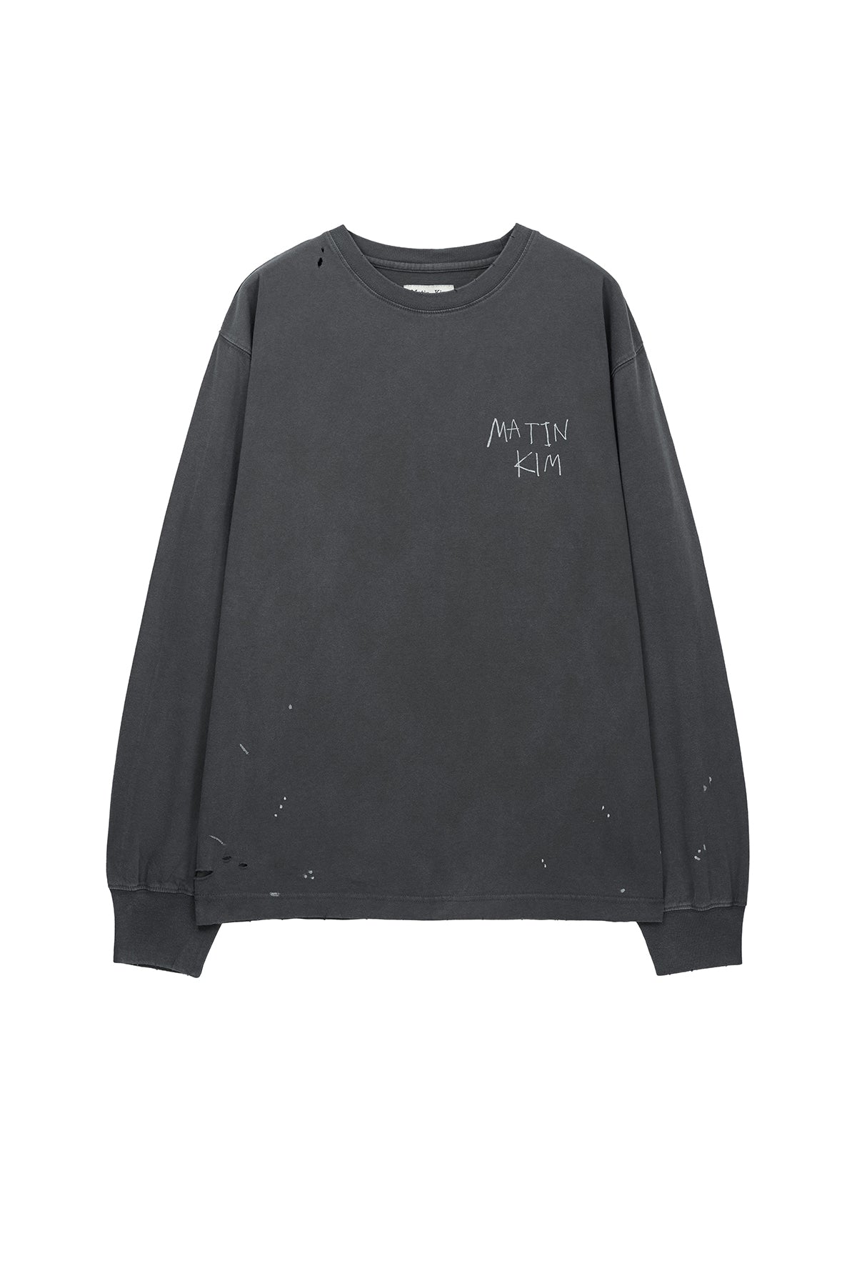 [matinkim] VINTAGE WASHED LOGO TOP IN CHARCOAL