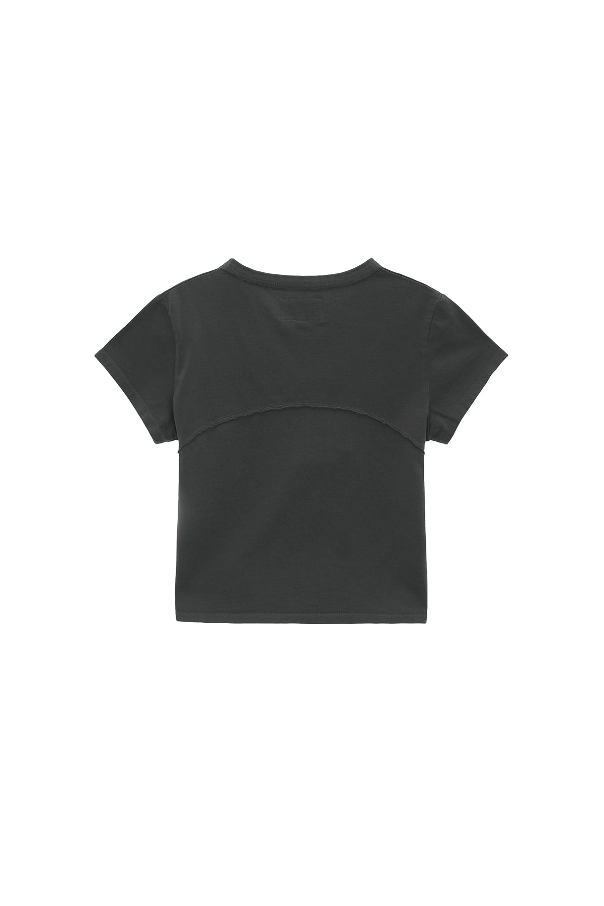 [matinkim] PIGMENT CUT OUT LOGO CROP TOP IN CHARCOAL