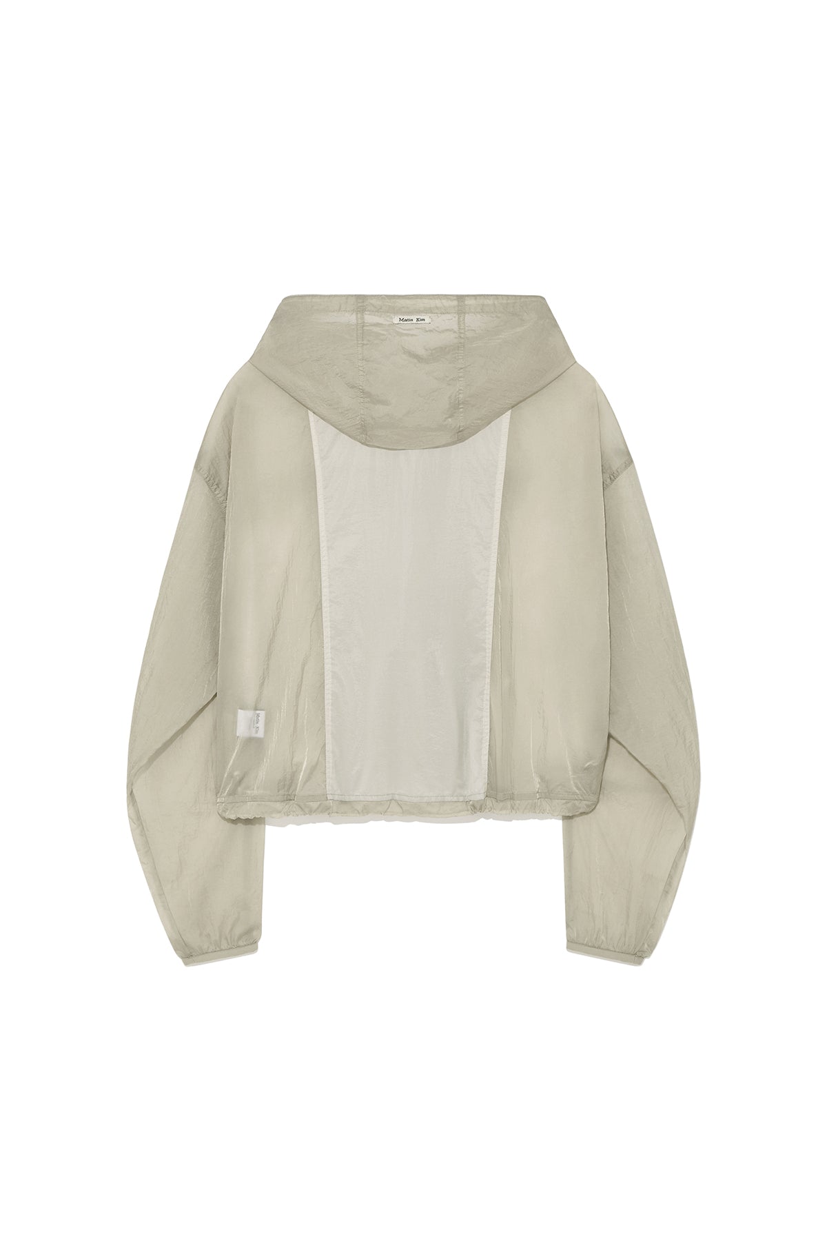 [matinkim] HOODY POINT CROP LIGHT WINDBREAKER IN LIGHT BEIGE