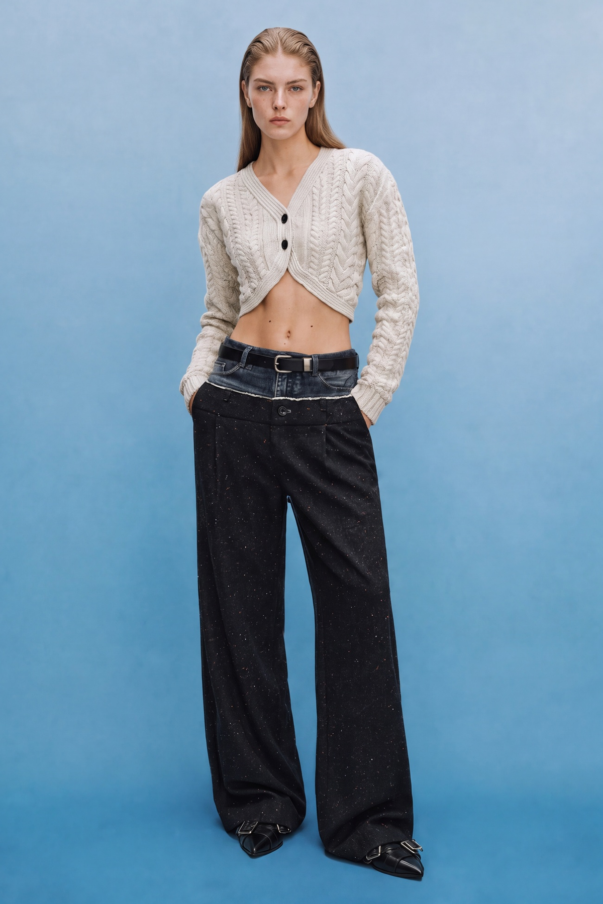 Andersson Bell Cable Cropped Cardigan
