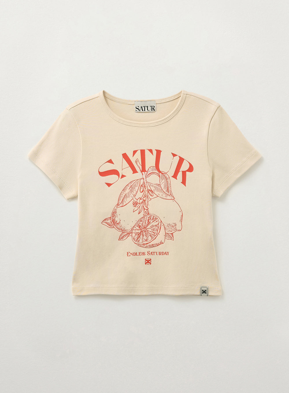 [satur] (W) Citron Crop Slim Fit T-Shirt - Light Beige
