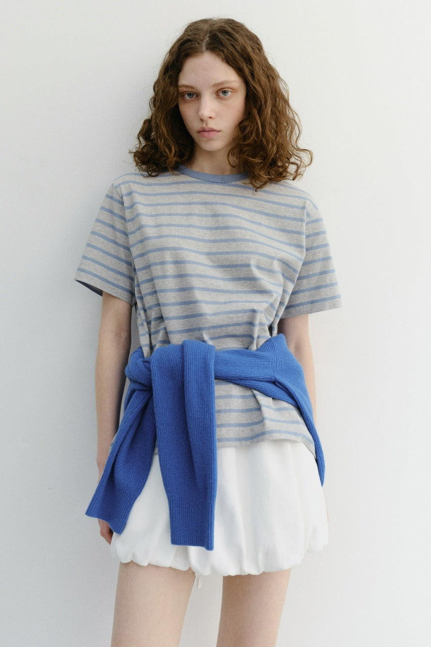 Dunst Unisex Striped T-Shirt Melange Grey Blue