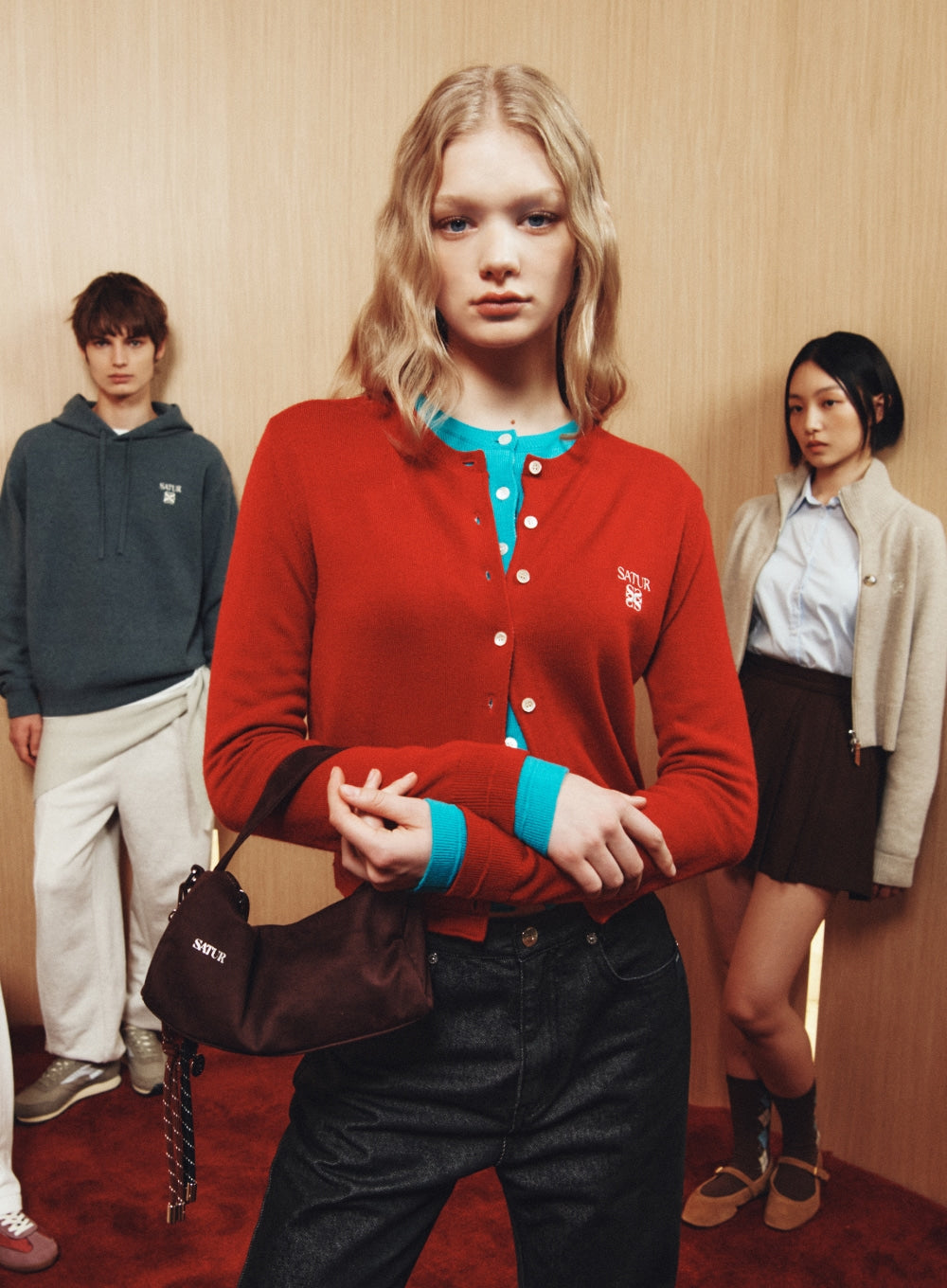 [satur] Verona Synthetic Suede Bag - Brown