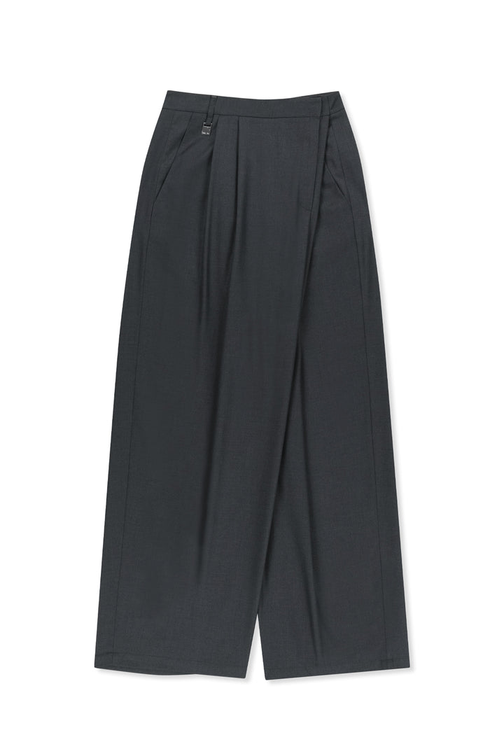 Matinkim Double Pleat Cross Waist Trousers IN Charcoal