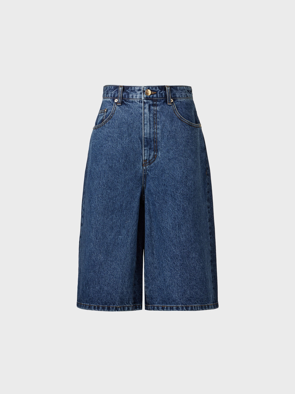 EENK Curved Fit Denim Shorts - Denim Blue