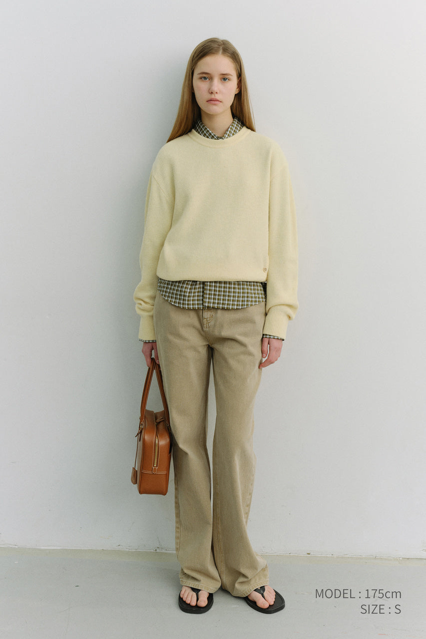 Dunst Unisex Buttoned Crewneck Sweater Butter