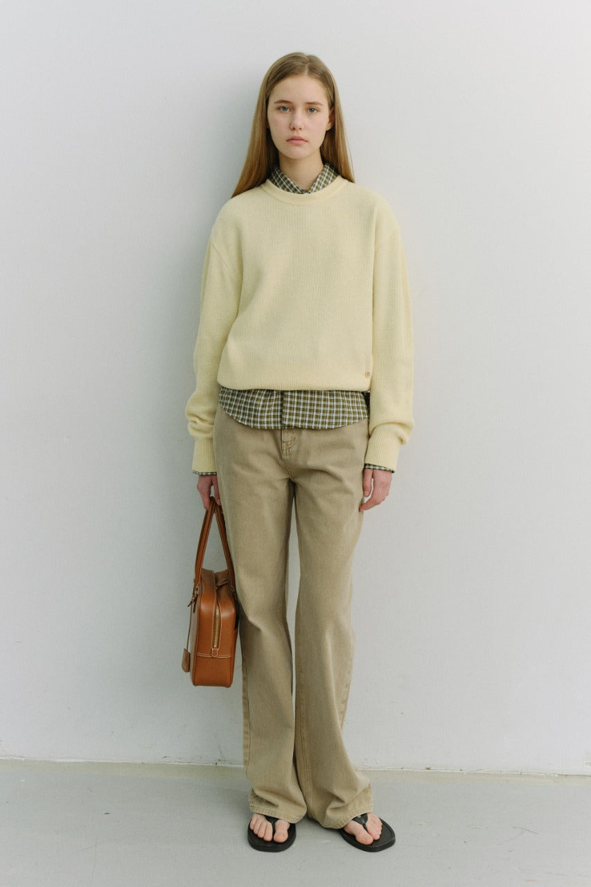 Dunst Unisex Buttoned Crewneck Sweater Butter