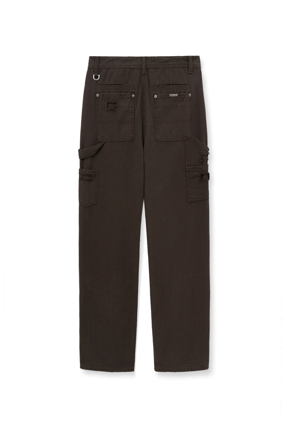 [matinkim] DISTRESSED DOUBLE KNEE WORK PANTS FOR MEN IN BROWN