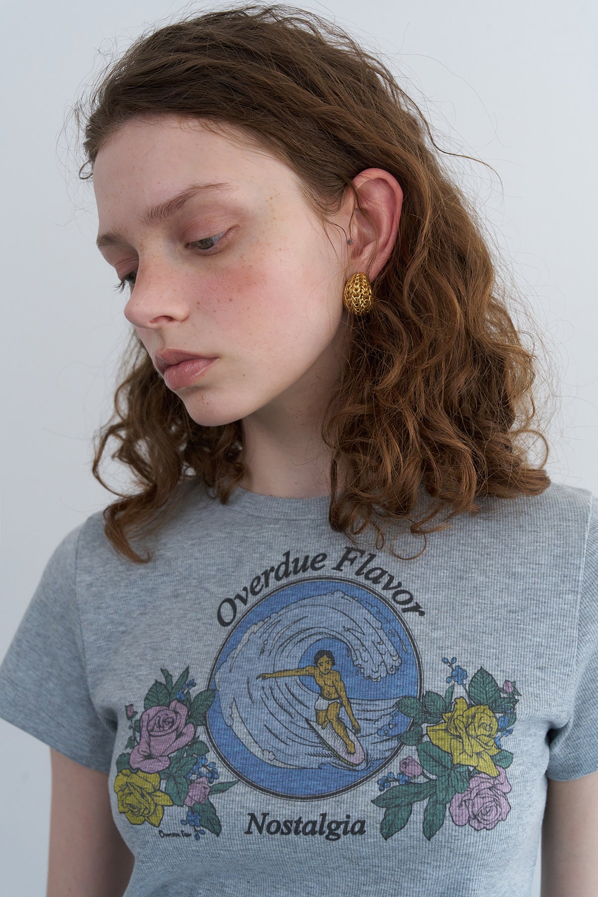 Overdueflair Retro Artwork T-Shirt Grey