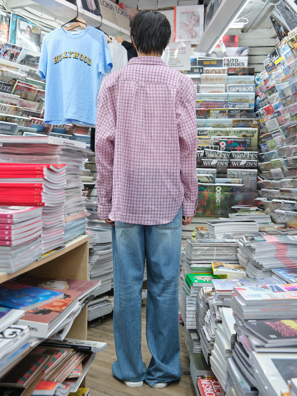 Low Classic Oversized Lc Sheer Checked Shirt Pink