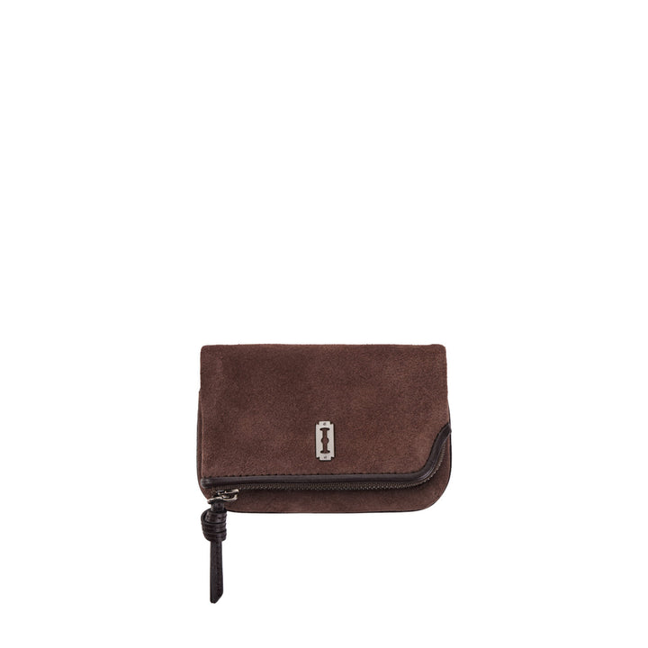 Vunque Halfmoon Fold Suede Card Wallet Rum Brown