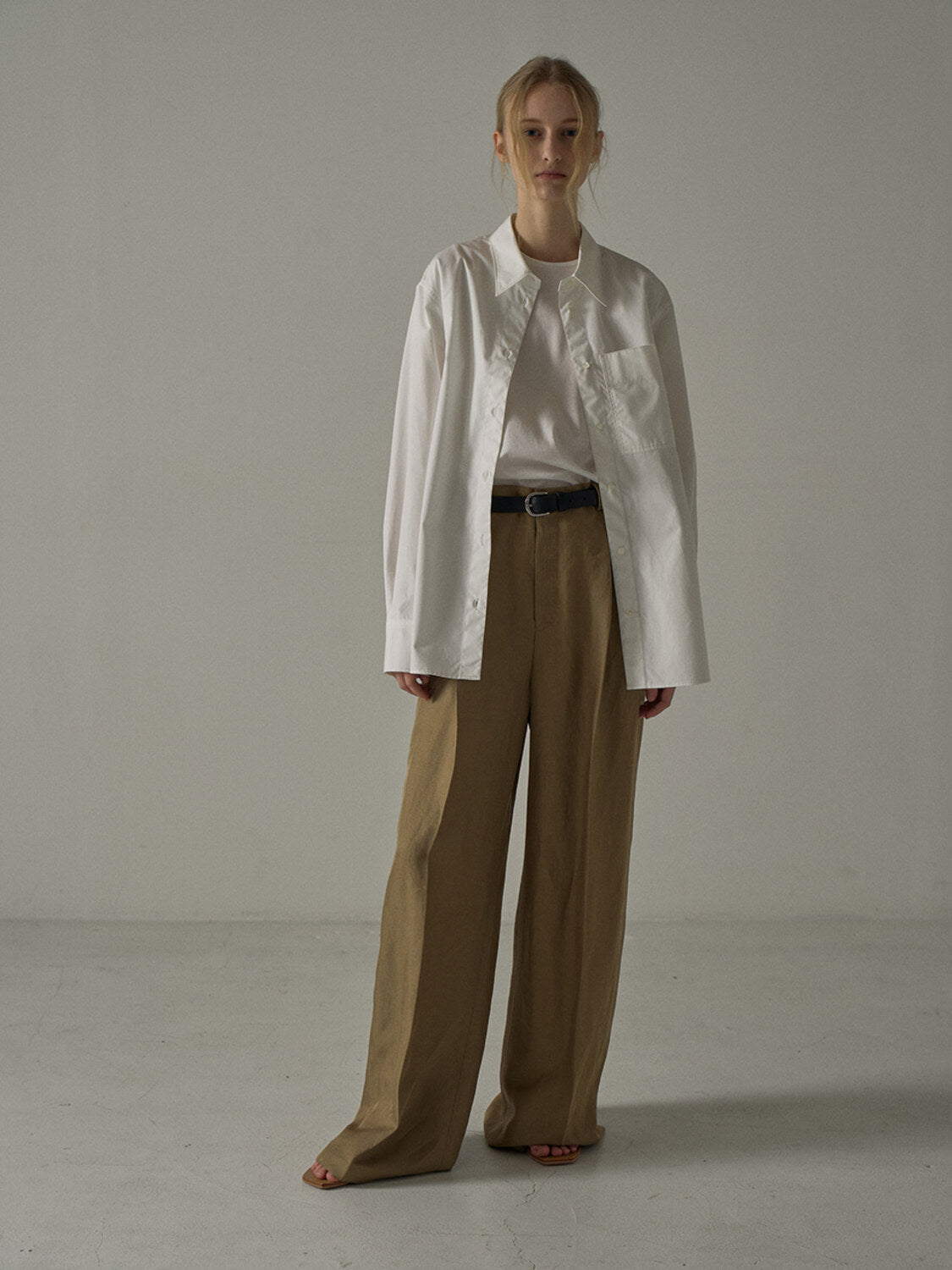 Facade Pattern Oversized Poplin Shirt off white