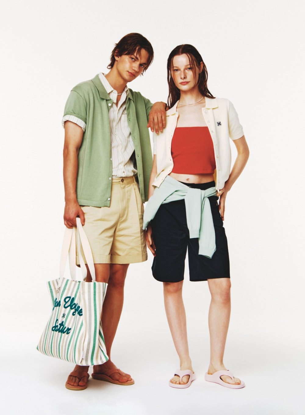 [satur] (W) Basic Cotton Collar Half Cardigan - Resort Cream