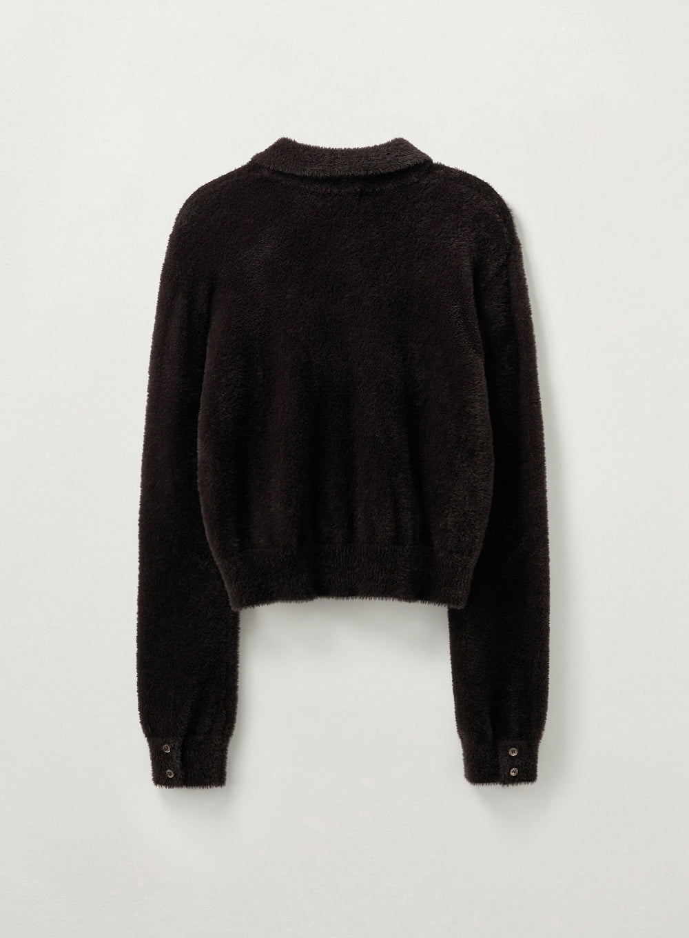 [satur] (W) Hairy Collar Knit Cardigan - Dark Brown