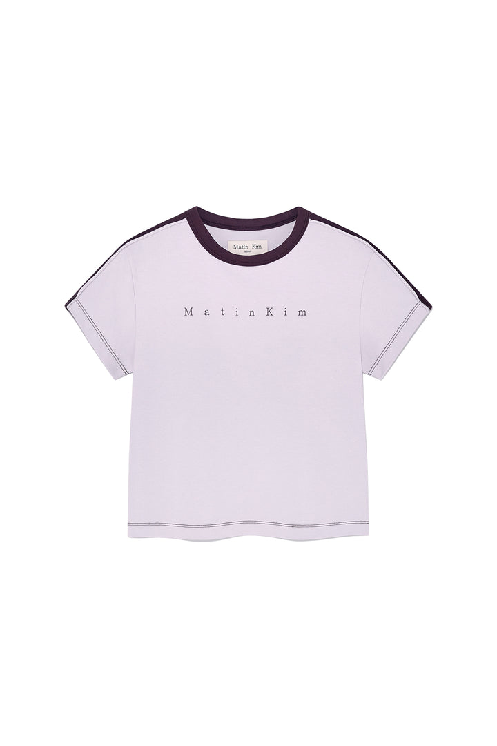 Matinkim Color Line Point Logo Crop Top For Women IN Lilac