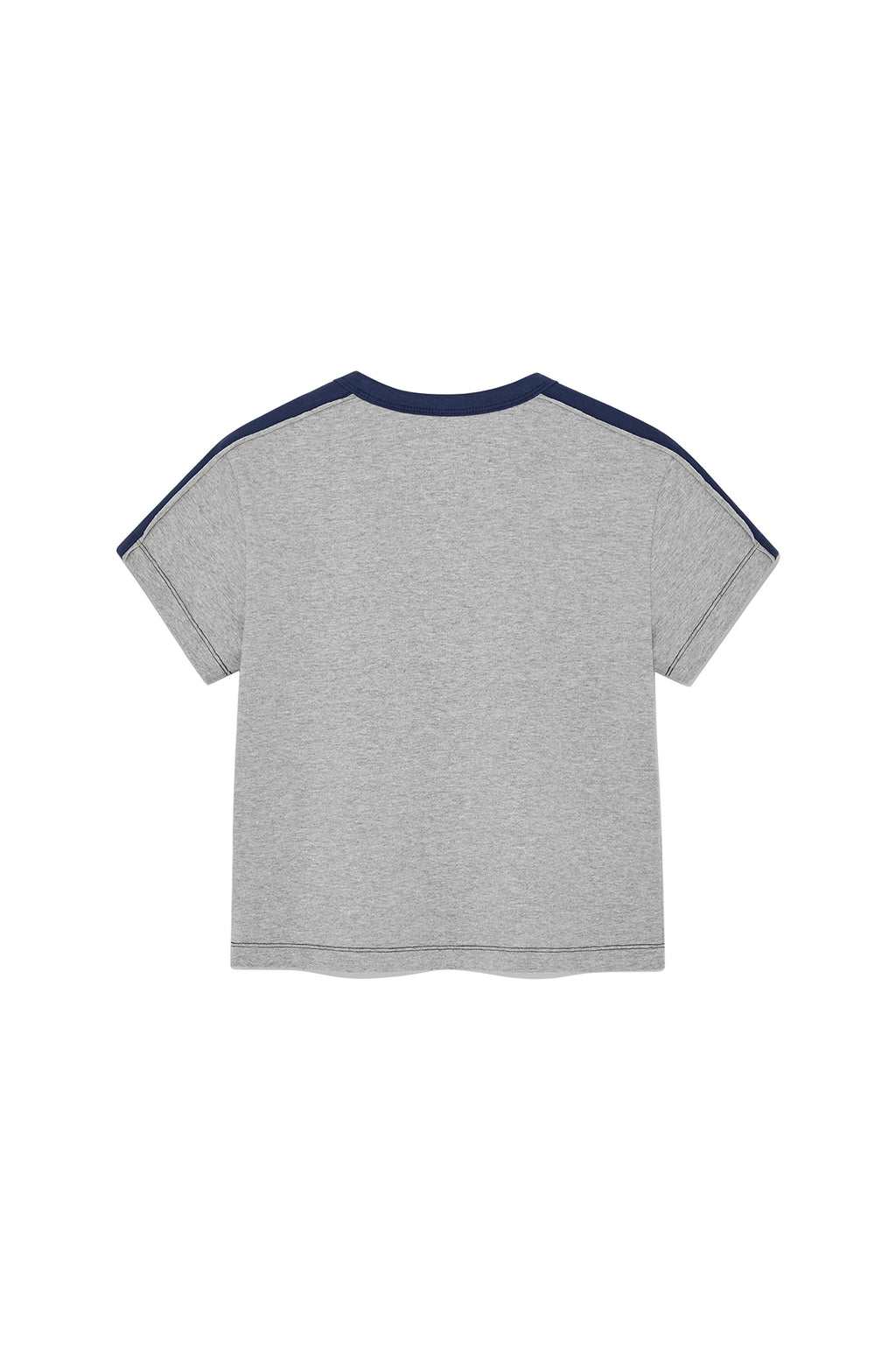 [matinkim] COLOR LINE POINT LOGO CROP TOP FOR WOMEN IN GREY