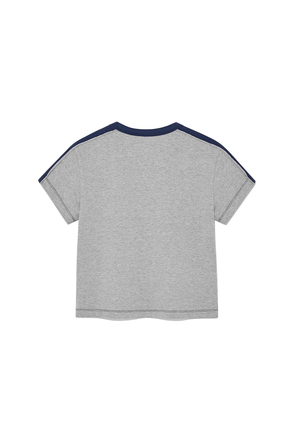 [matinkim] COLOR LINE POINT LOGO CROP TOP FOR WOMEN IN GREY