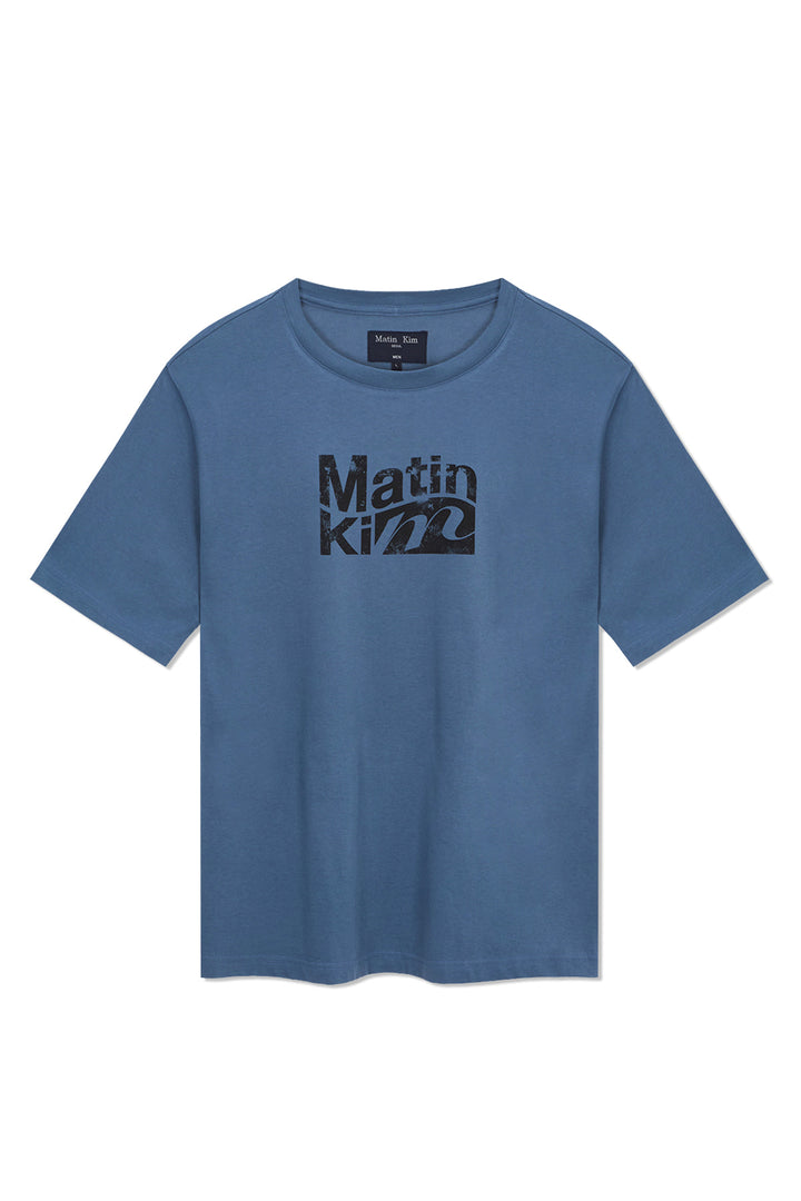 Matinkim Wavy Logo Graphic Top For Men IN Blue