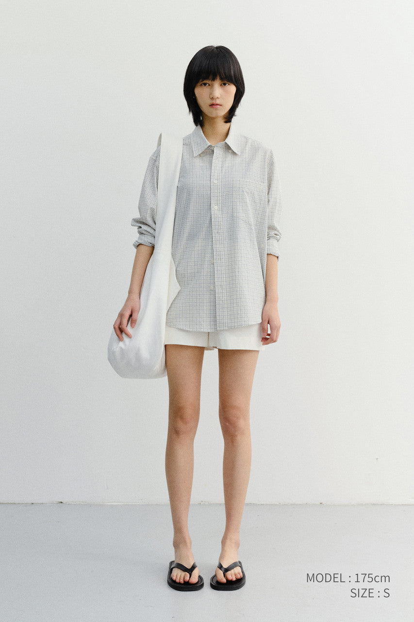 Dunst Unisex Seersucker BD Shirt Ivory Check