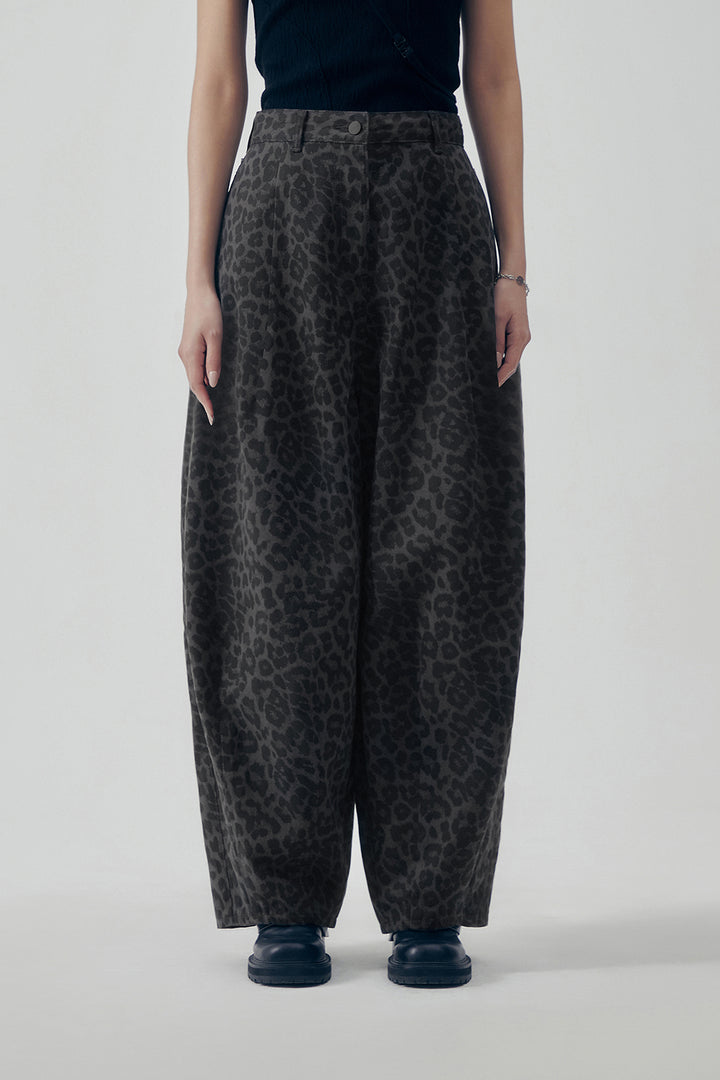 Treemingbird Leopard Curved Balloon Fit Denim Pants Multi