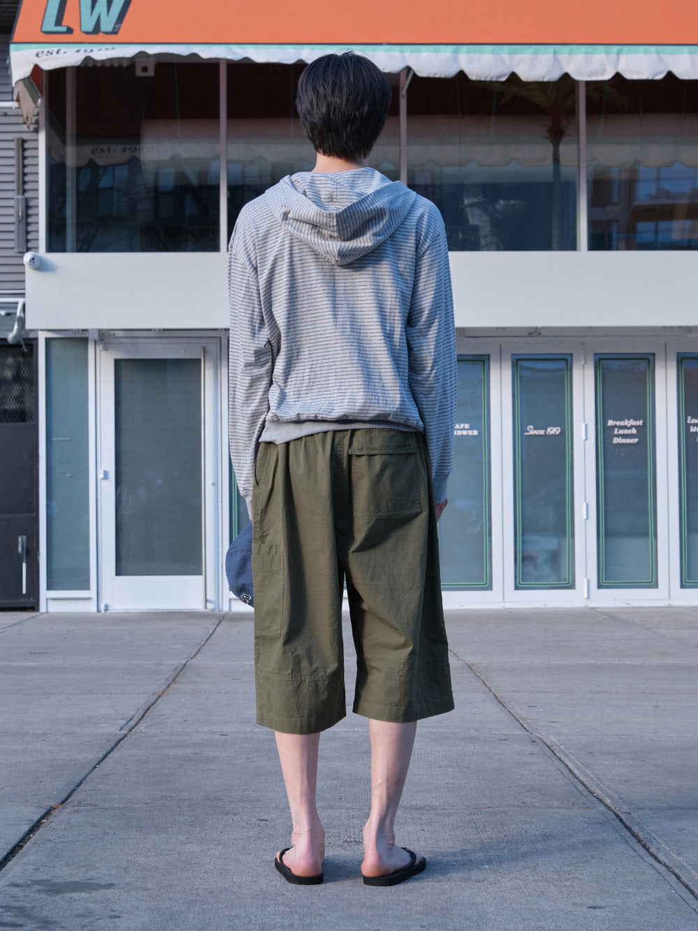 Low Classic Lc Striped Zip-Up Hoodie Melange Grey