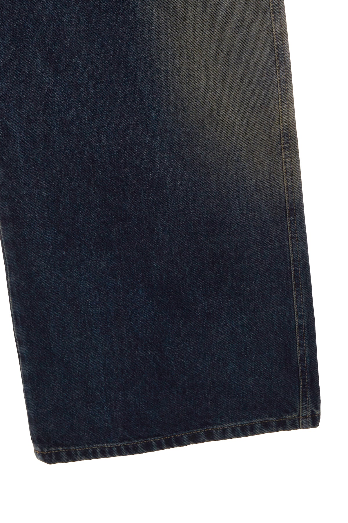 [matinkim] SIDE BRUSH WASHED DENIM PANTS FOR MEN IN NAVY