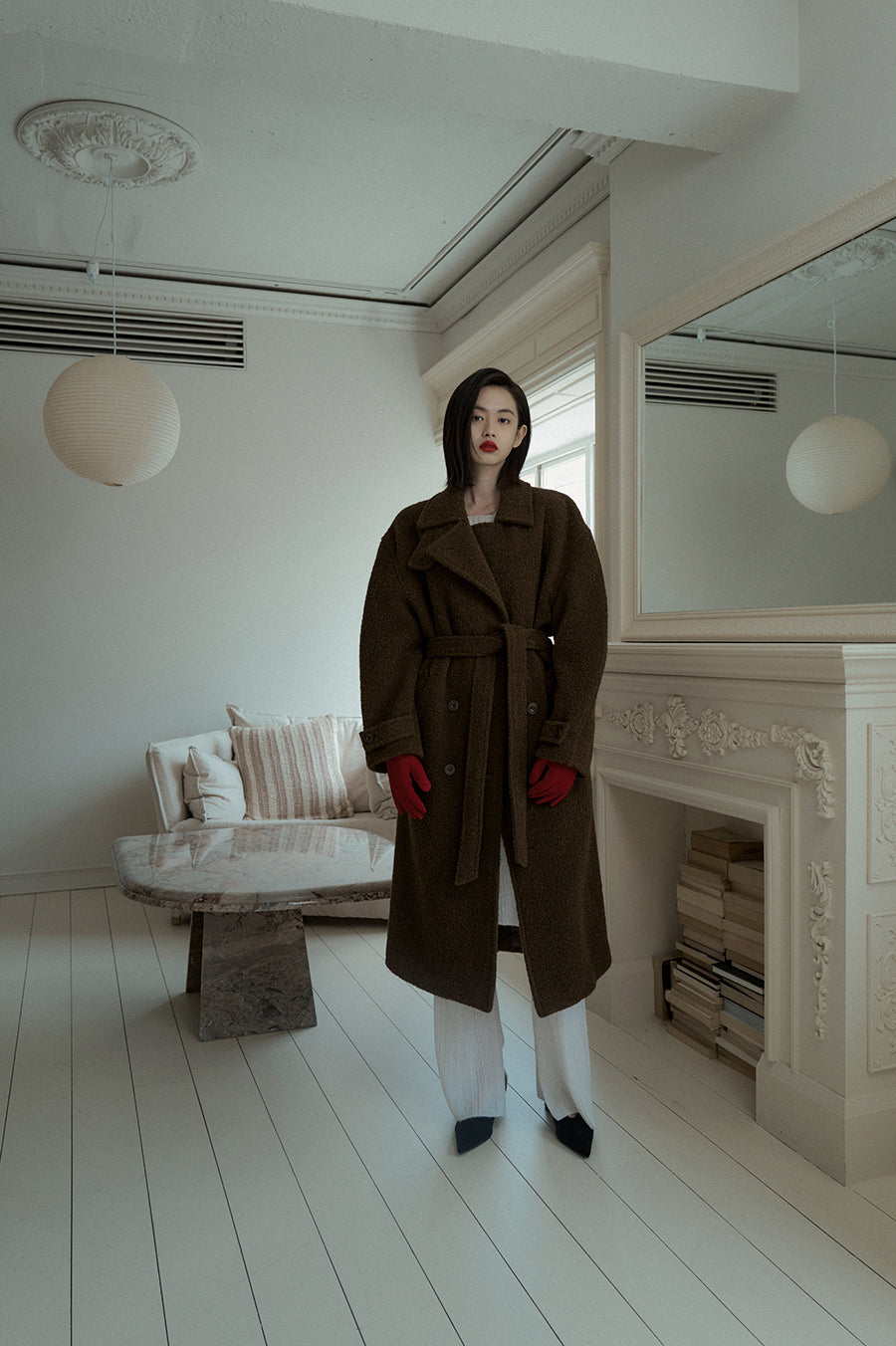 Overdueflair Alpaca Belted Double Coat Brown