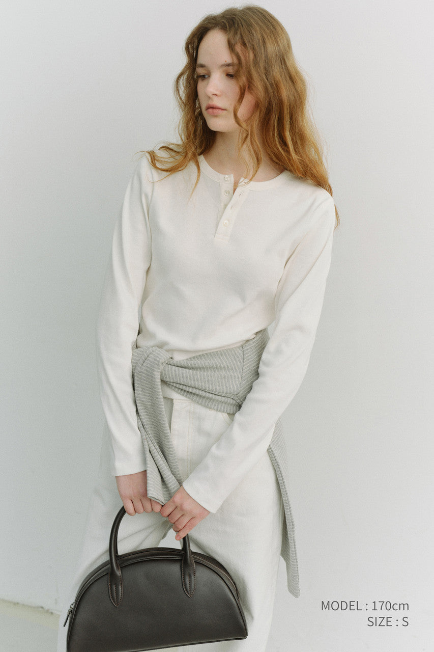 Dunst Unisex Henley-Neck T-Shirt Off White