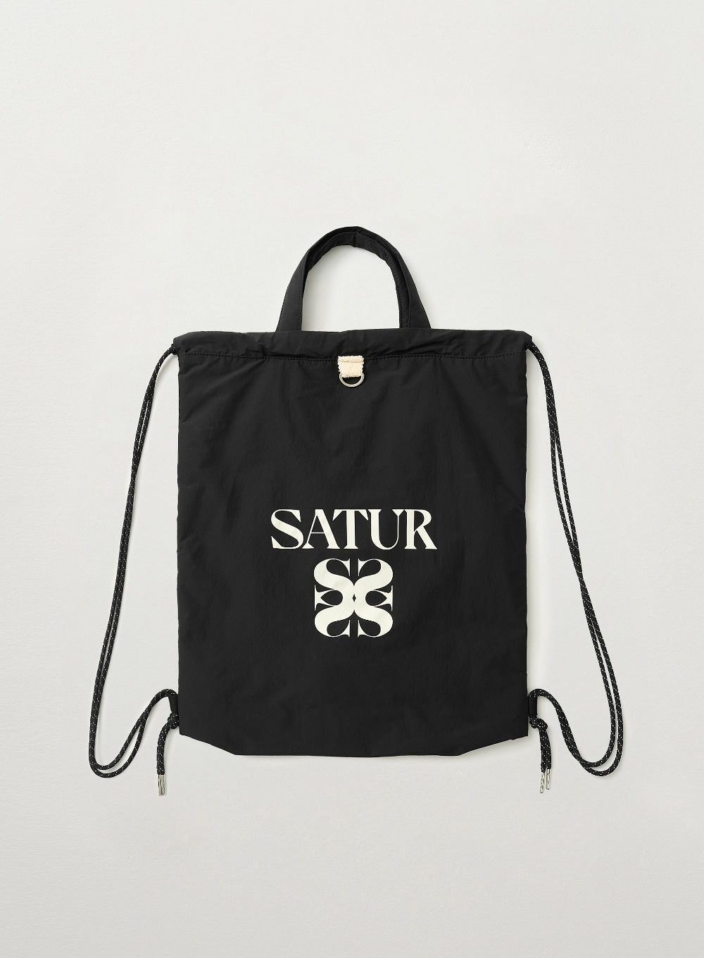[satur] Solid Draw String Bag - Black