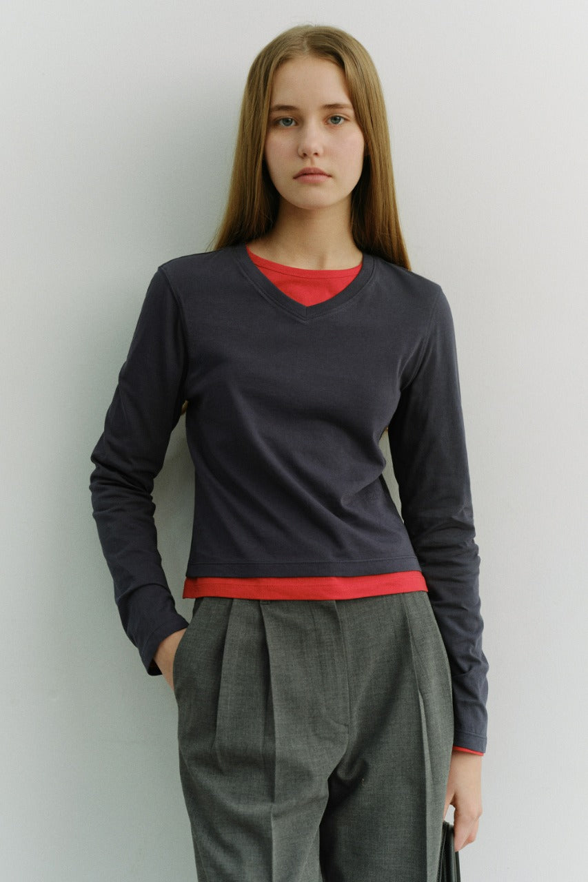 Dunst Essential Petit V-Neck T-Shirt Navy