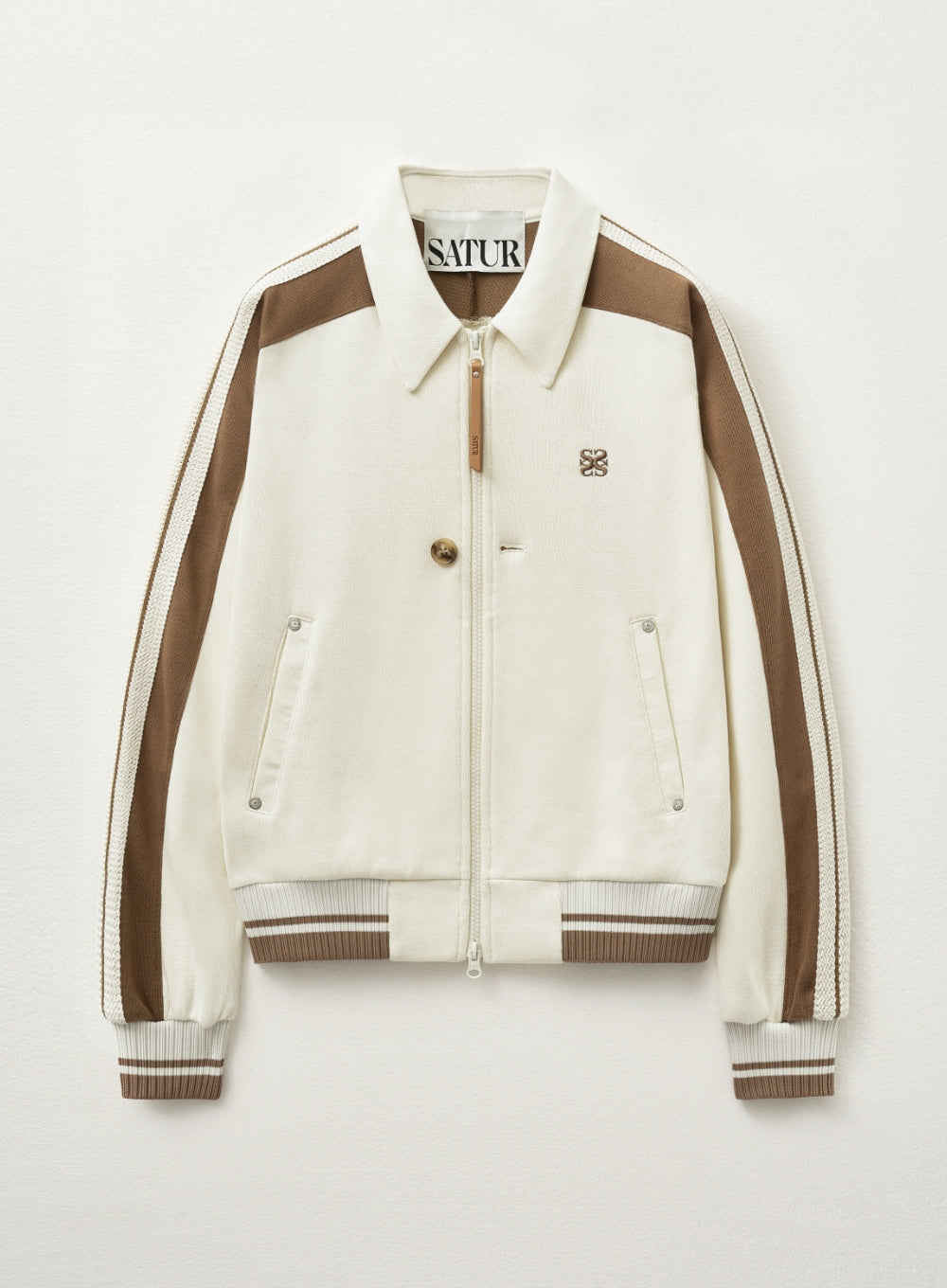 [satur] (W) Lawton Collar Track Zip-Up Jacket - Resort Cream