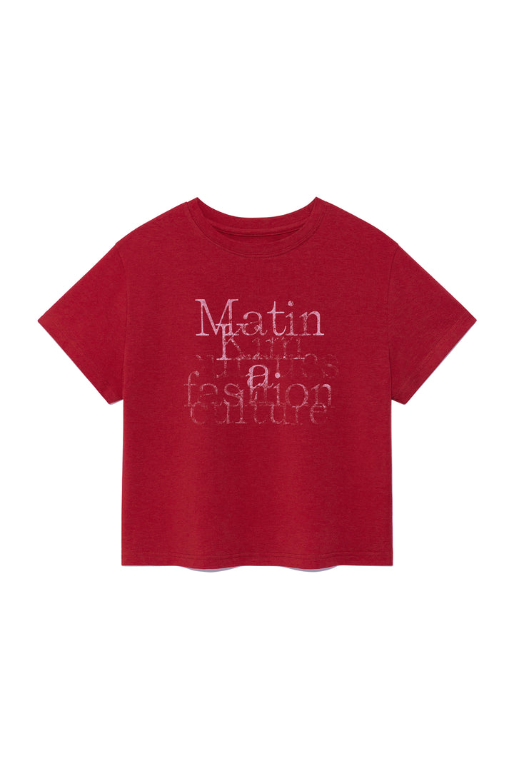 Matinkim Dusty Typo Graphic Crop Top IN Red