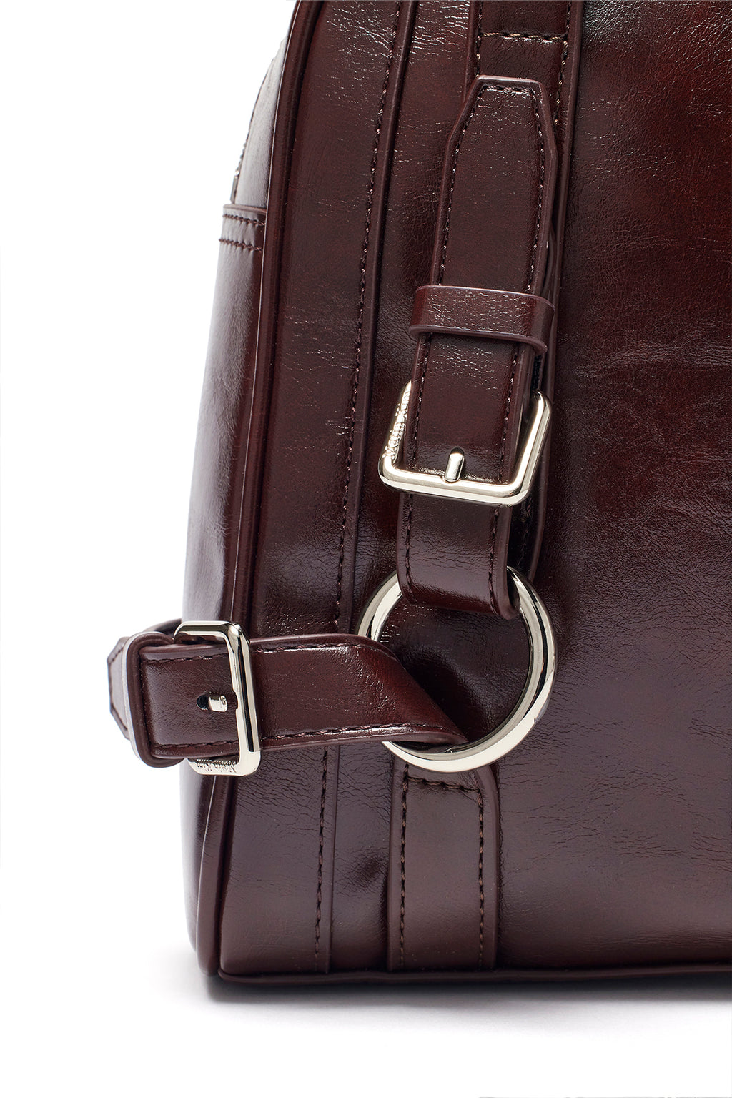 [matinkim] BIKER DETAIL SQUARE SHOULDER BAG IN DARK BROWN
