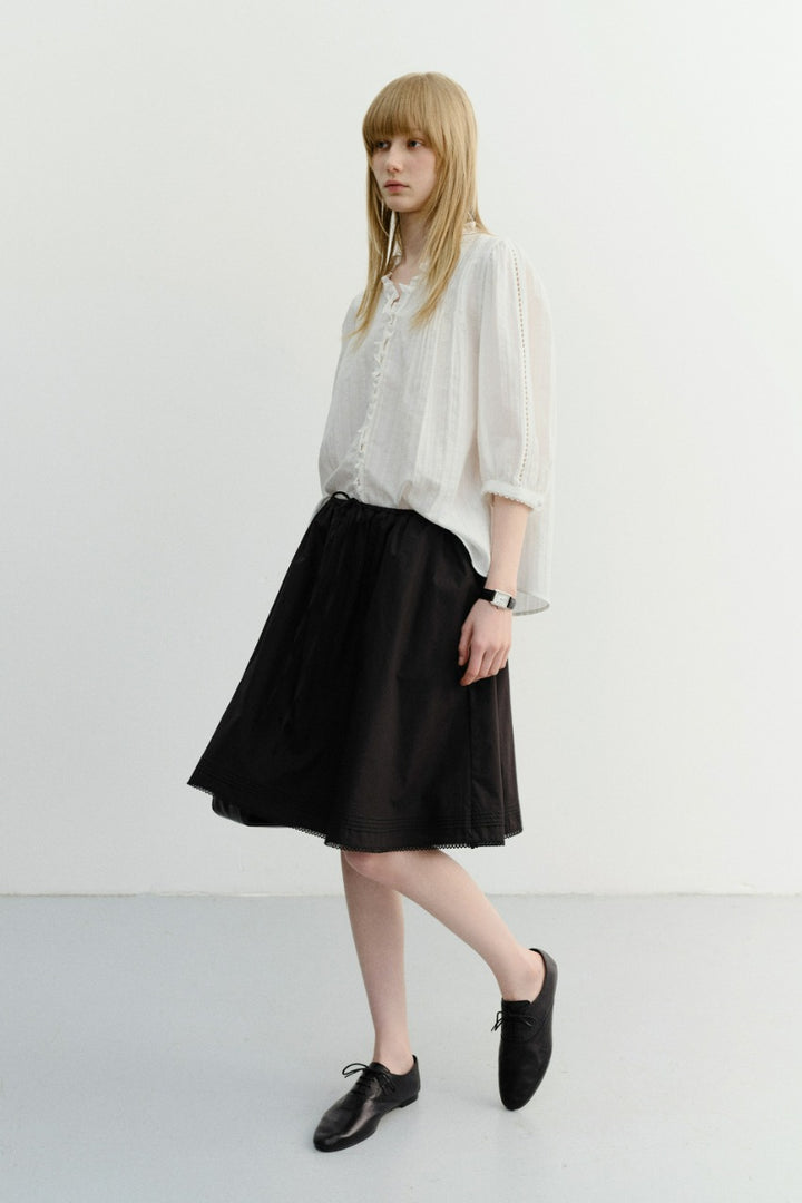 Dunst Laced Midi Full Skirt Black