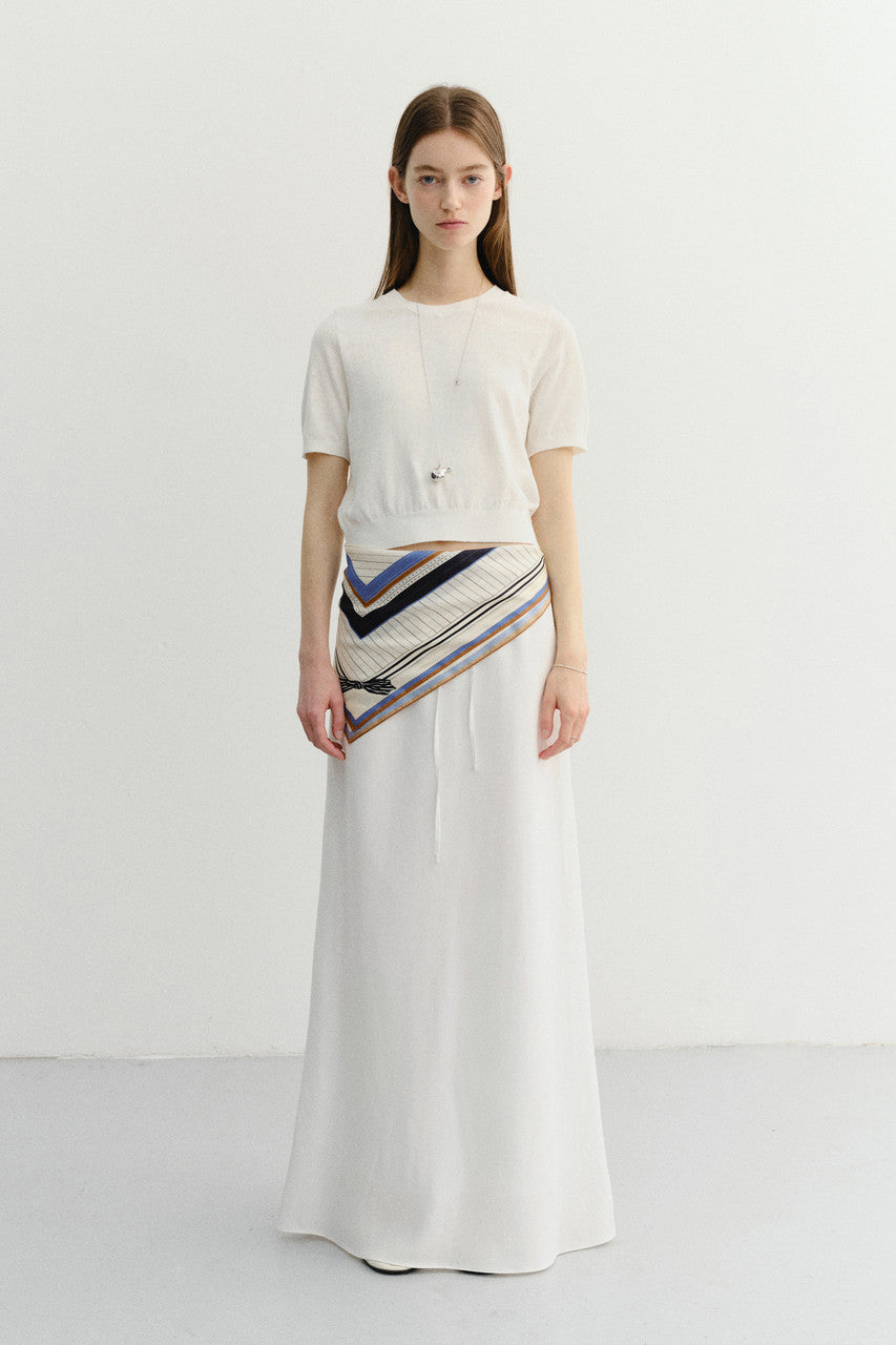 Dunst Linear Frame Scarf Cream Navy