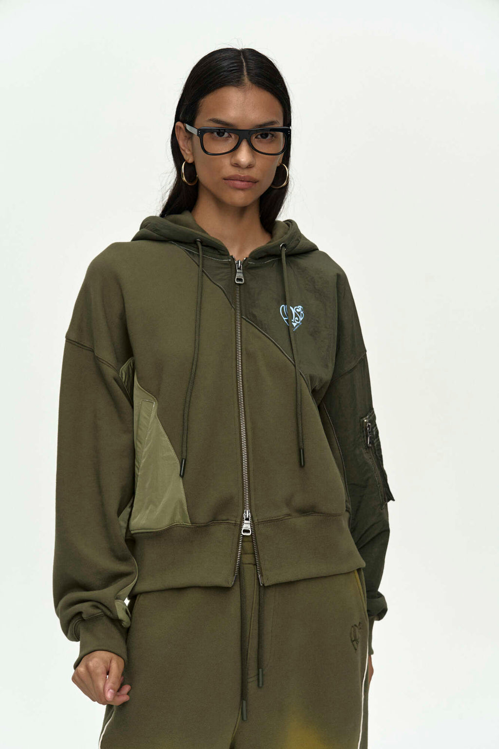 Andersson Bell Patchwork MA-1 Hoodie Zip UP
