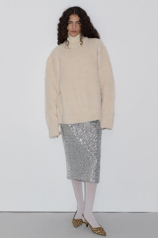 Overdueflair Oversize Hairy Knit Cream