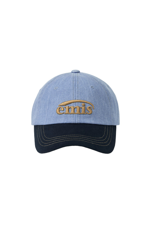 WASHED DENIM BALL CAP-LIGHT BLUE DENIM/NAVY