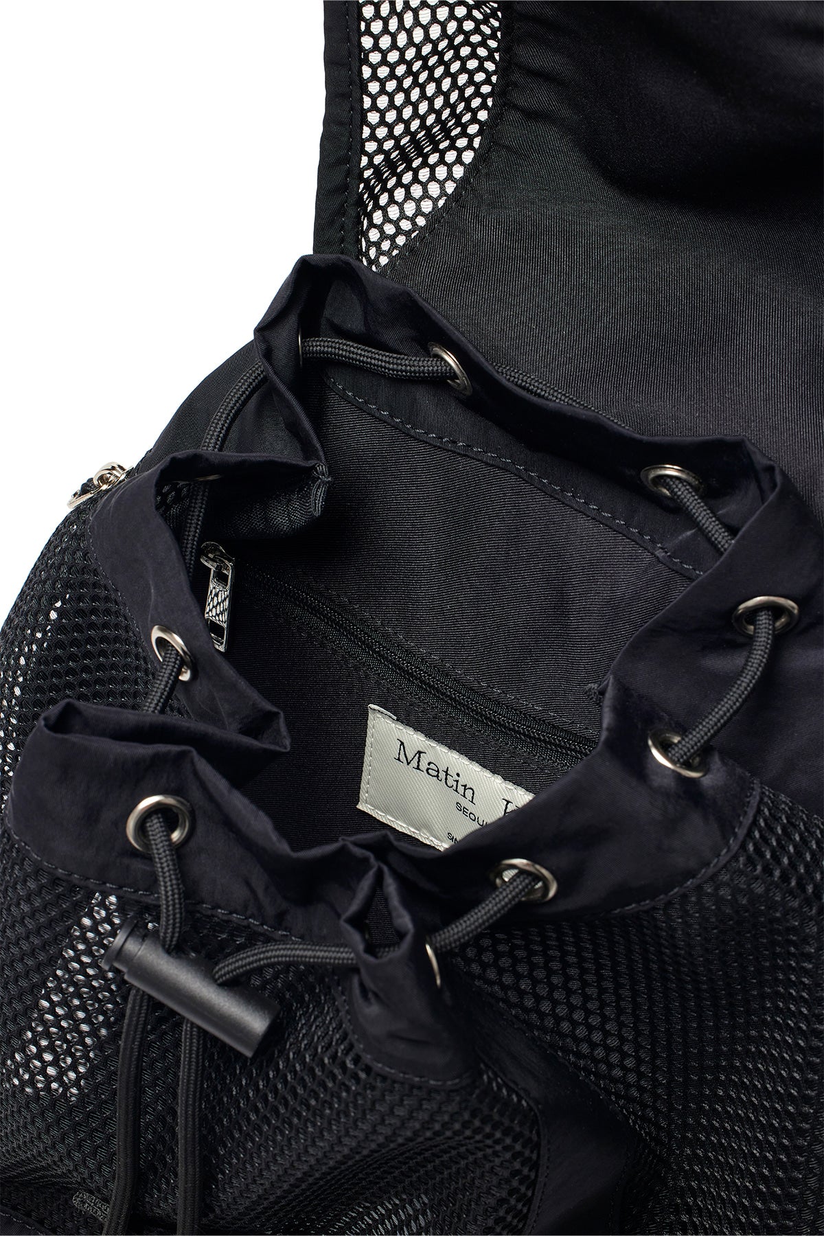 Matinkim One Pocket Mesh Back Pack IN Black